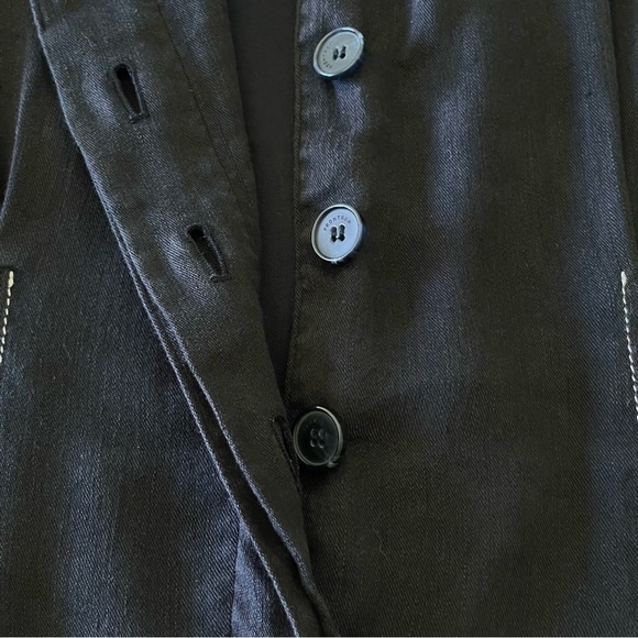 Frontrow Maison Marais Sablier Linen Blend Pleated Midi Shirt Dress Navy Small - Picture 13 of 16